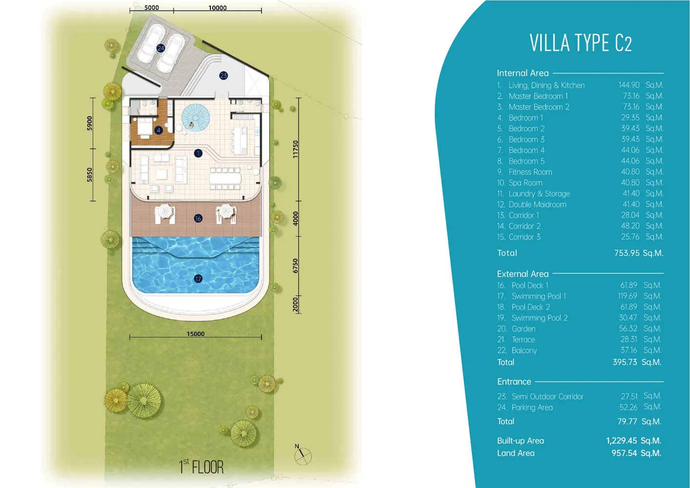 Планировка виллы Type C2 — Aurora Phuket