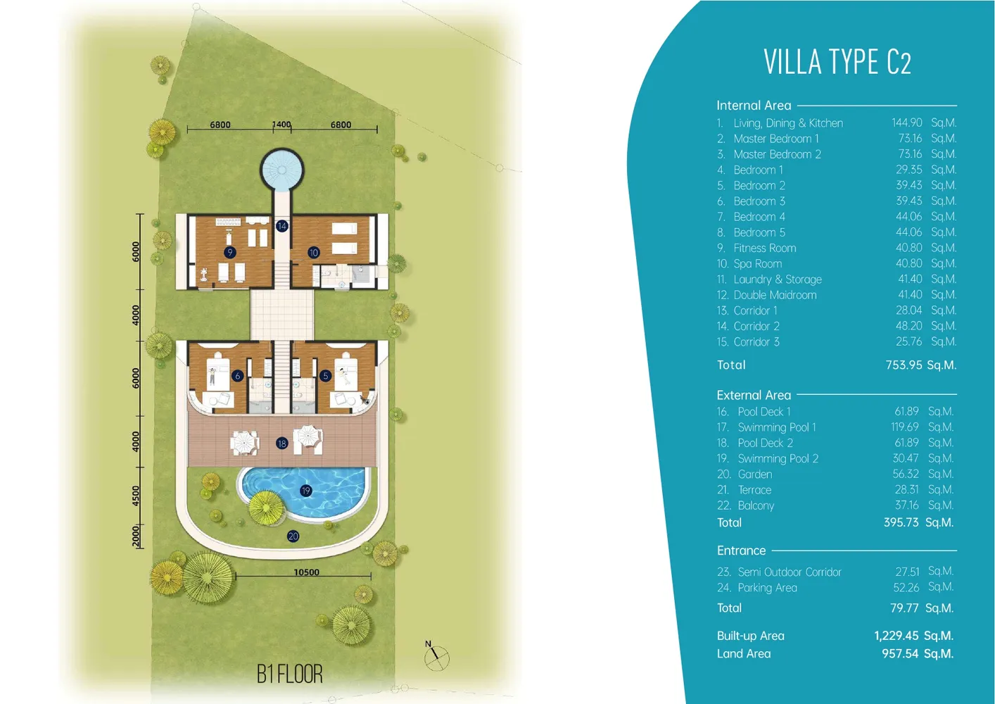 Планировка виллы Type C2, этаж 3 — Aurora Phuket